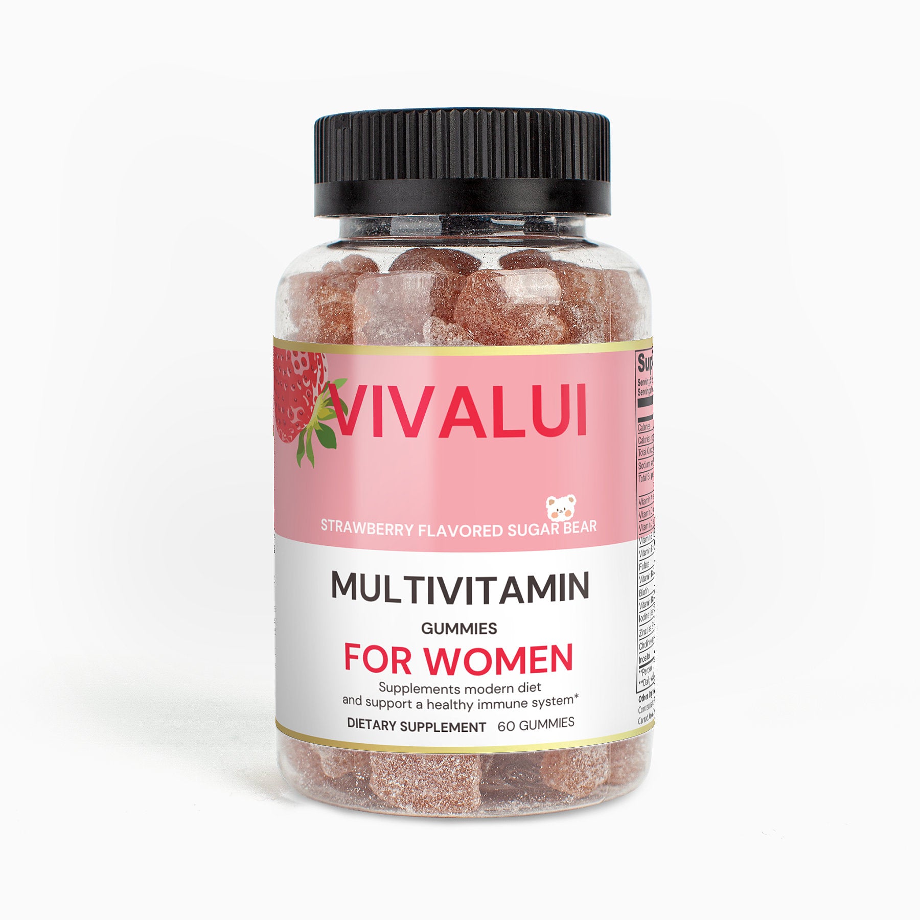 Vivalui Hair and Nails Sugar Bear Multivitamin Gummies Vegan 60Ct