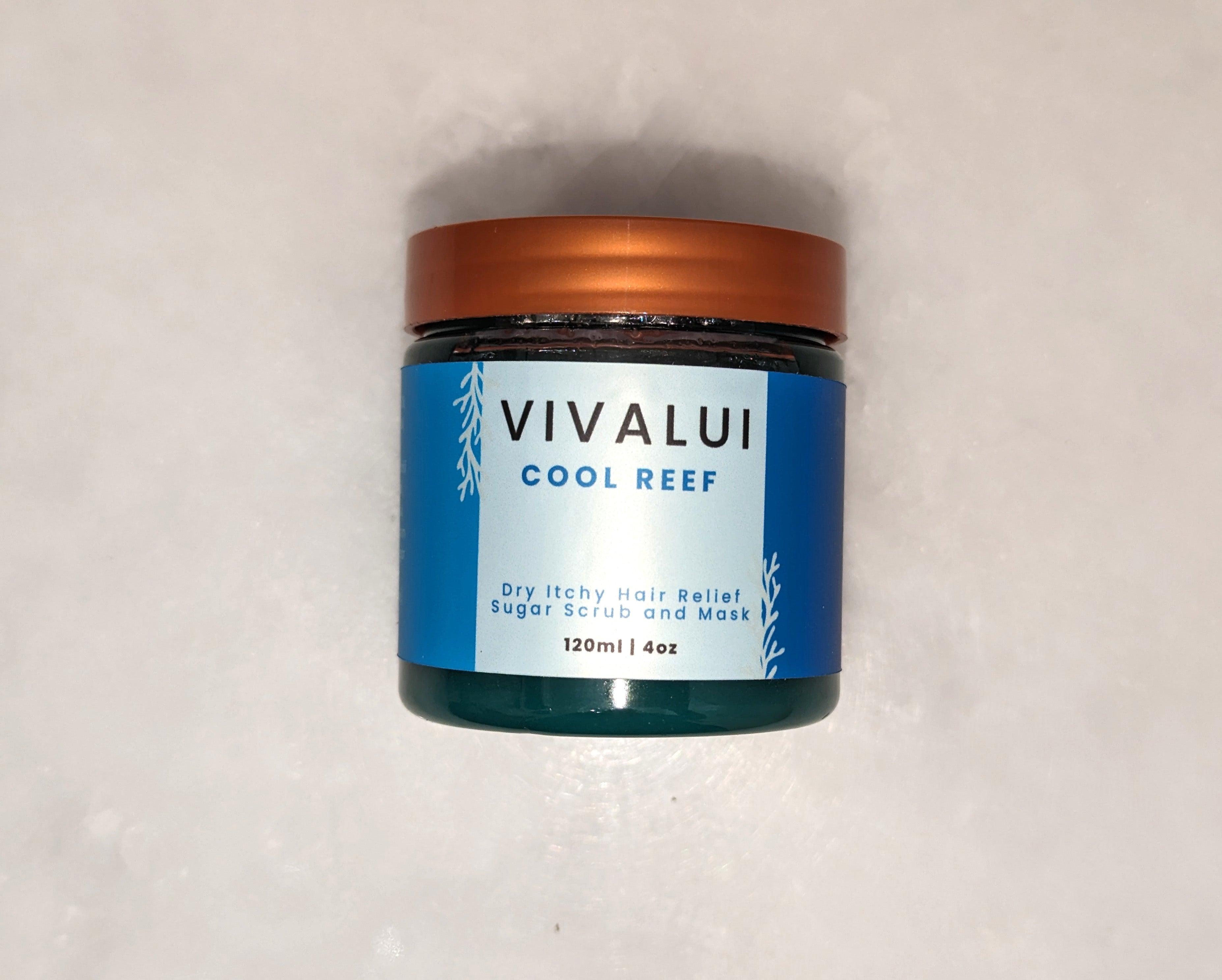 Vivalui cool reef dry itchy hair and scalp relief sugar scrub and mask