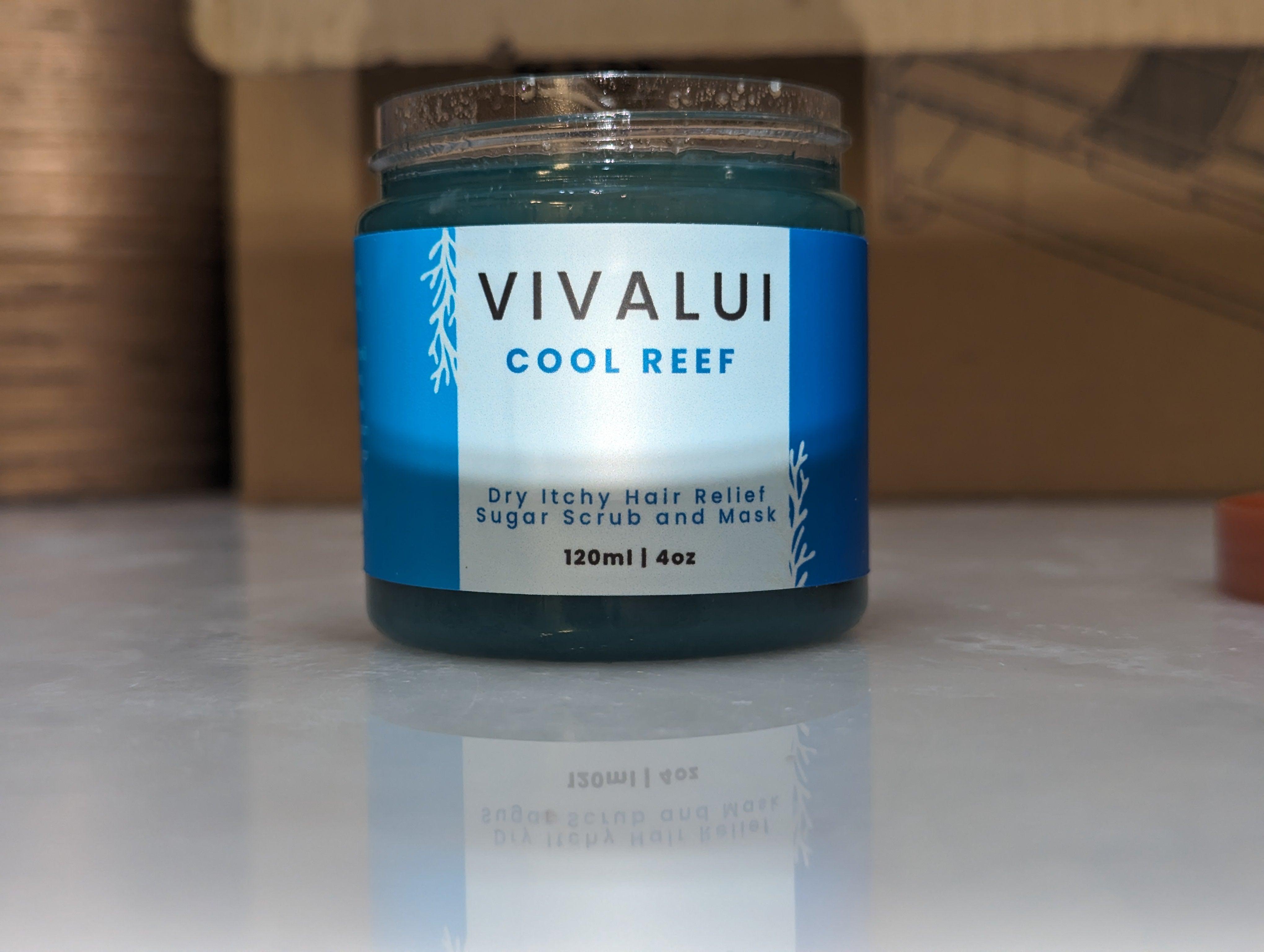 Vivalui cool reef dry itchy hair and scalp relief sugar scrub and mask