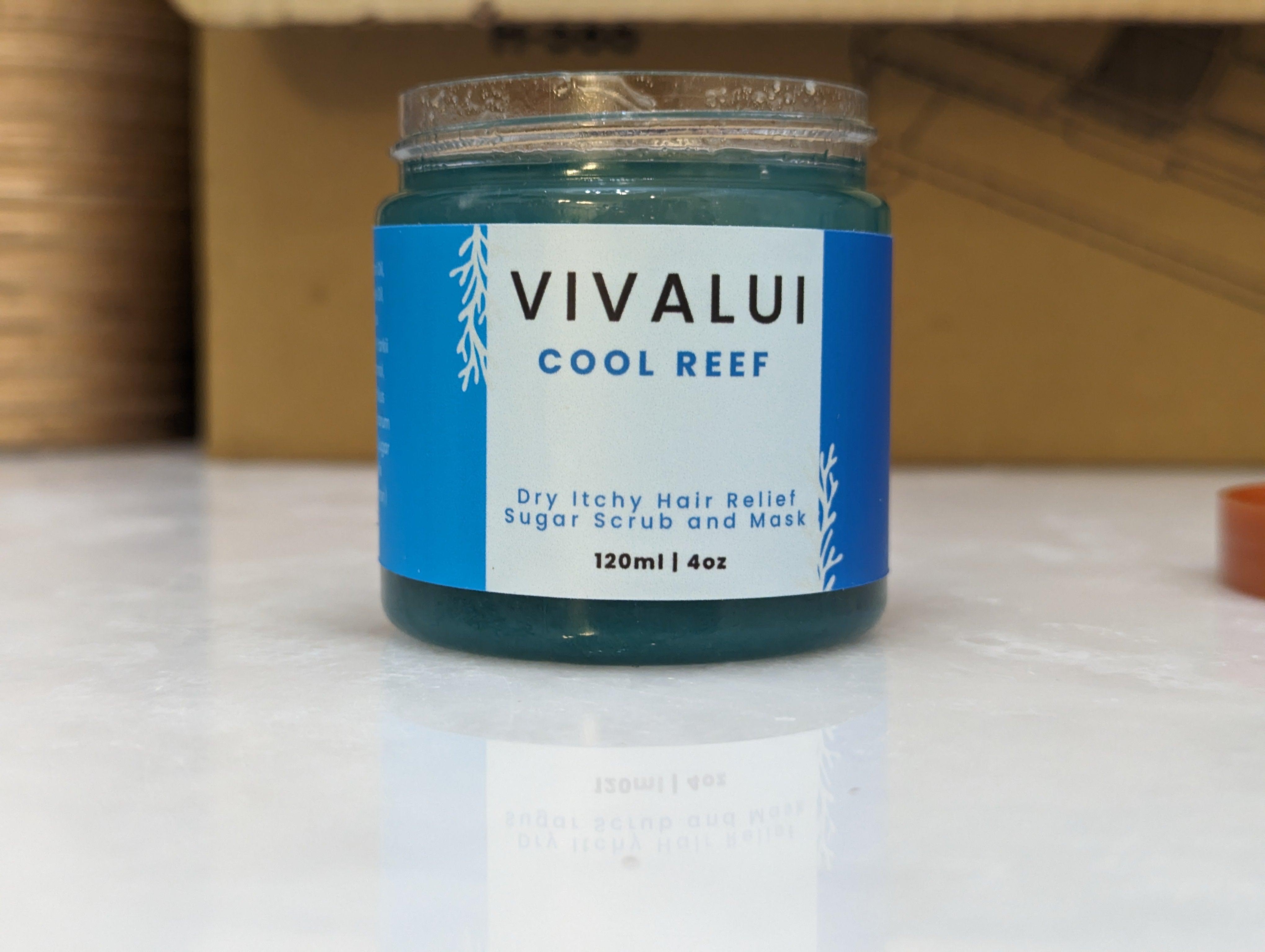 Vivalui cool reef dry itchy hair and scalp relief sugar scrub and mask