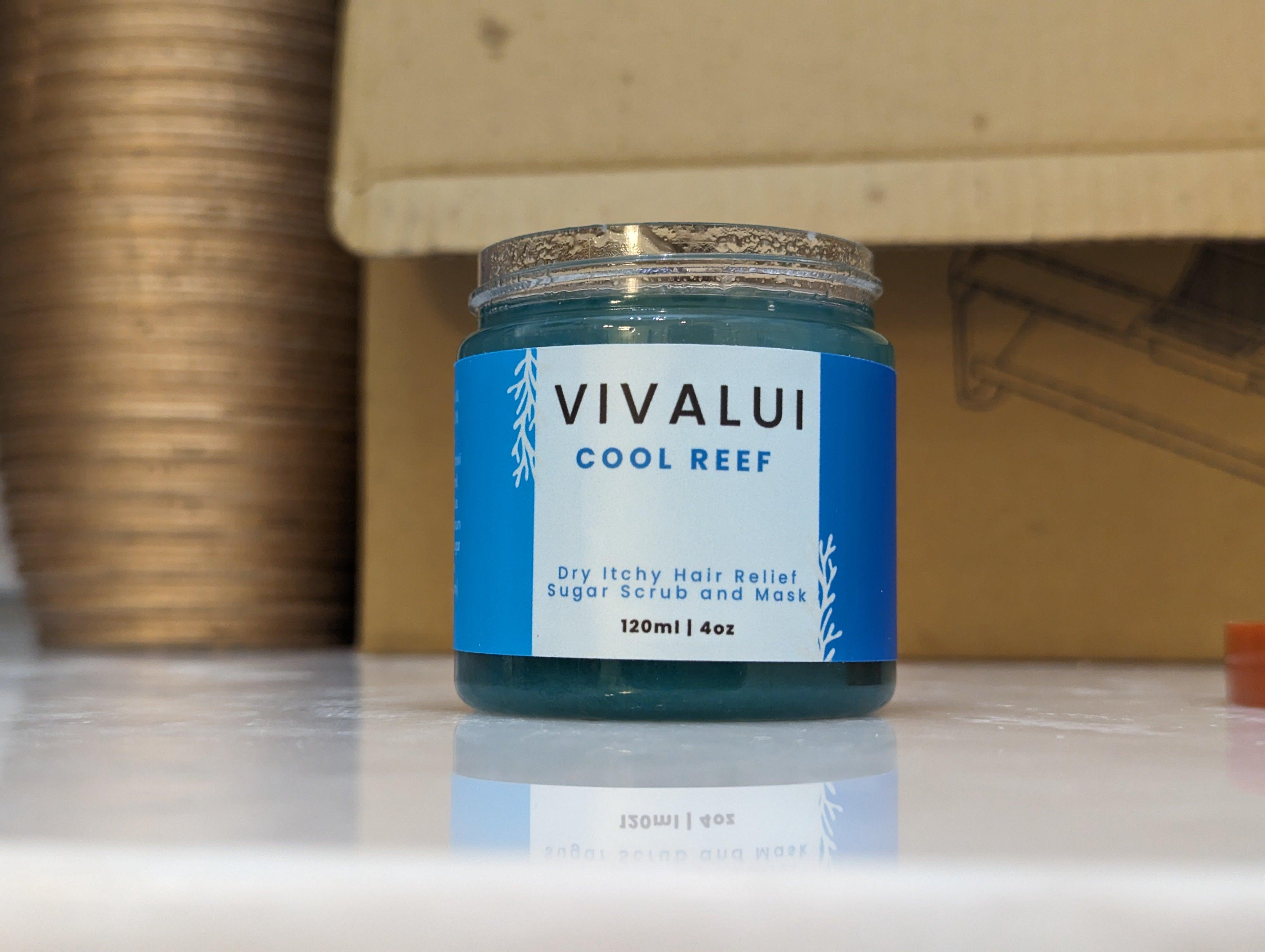Vivalui cool reef dry itchy hair and scalp relief sugar scrub and mask