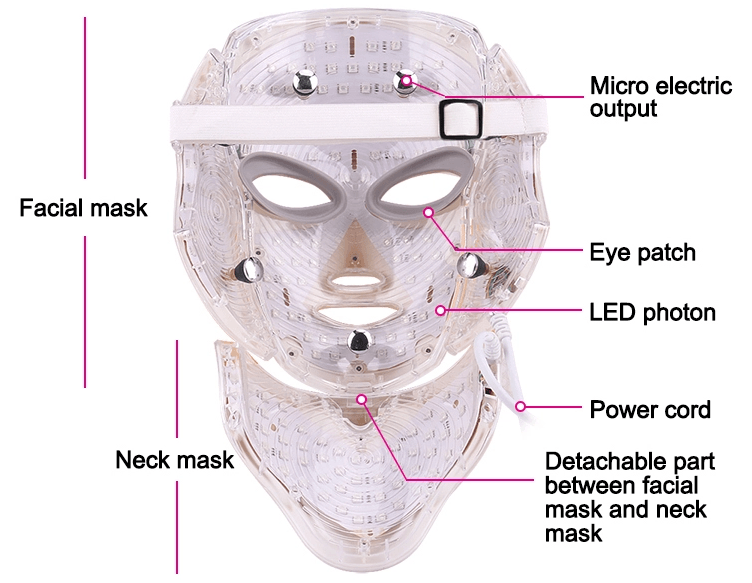 Home Use Facial Skin Care Electric 7-Led Light Therapy Face Mask