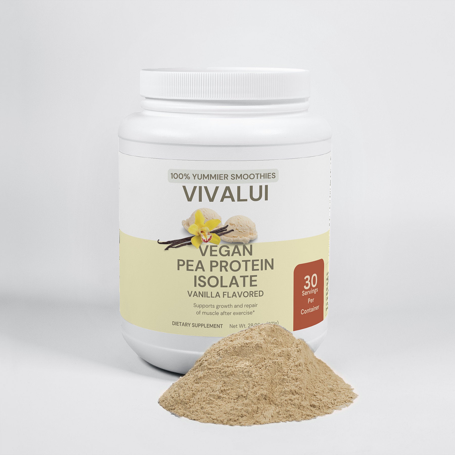 Vivalui Vegan Pea Protein Isolate Vanilla Flavored For Healthier meals and Yummier Smoothies 2.7 lbs/ 30 Servings