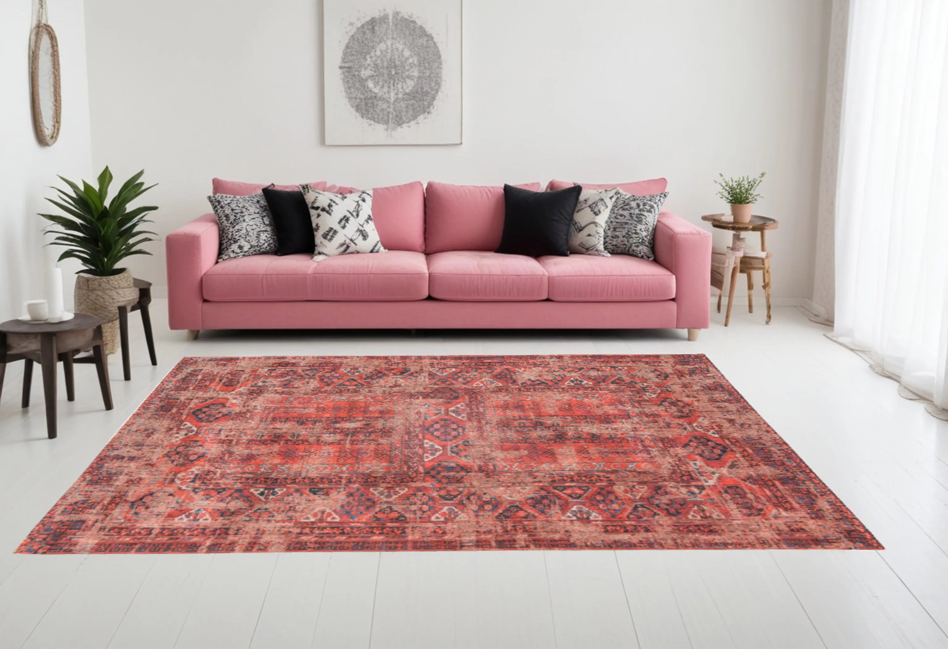 8' X 11' Red Oriental Non Skid Area Rug