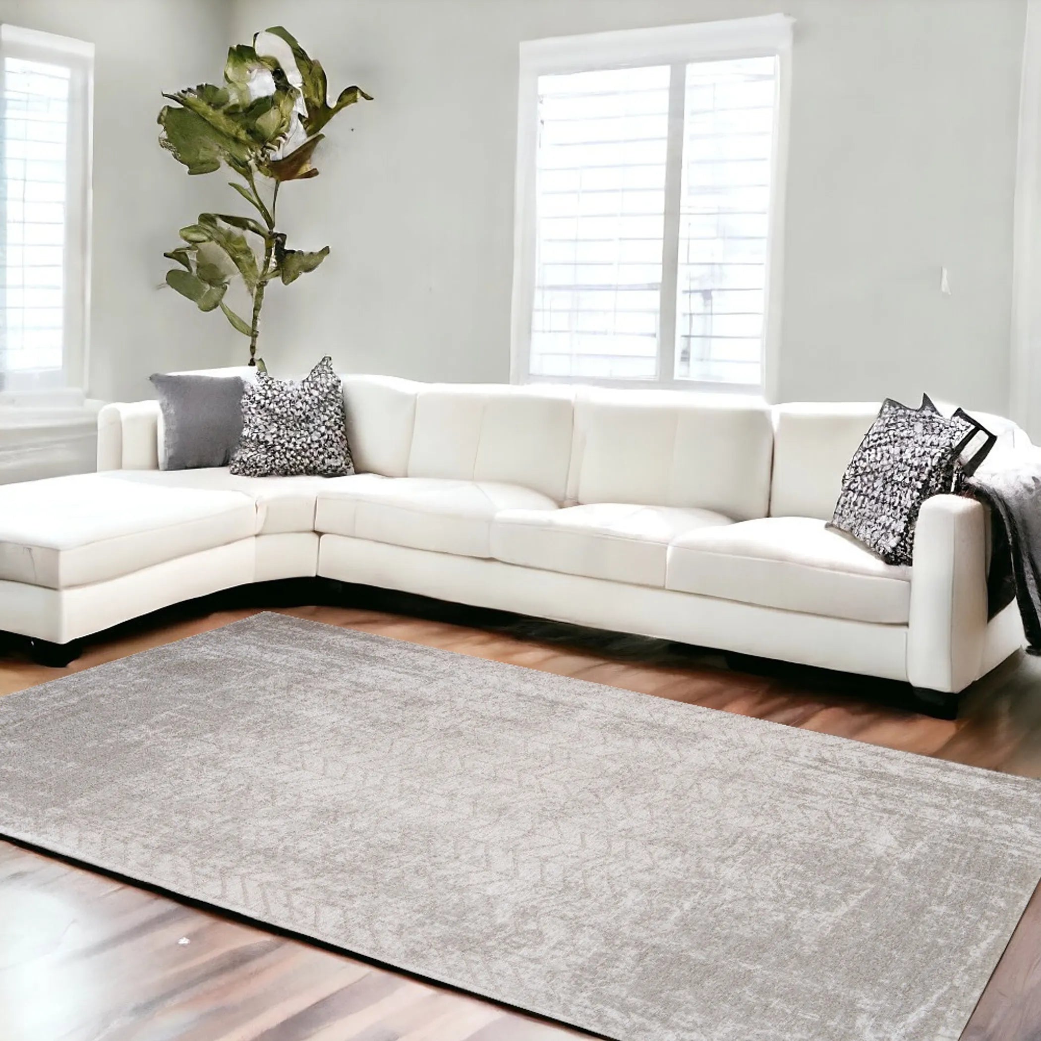 8' X 11' Gray and White Chevron Non Skid Area Rug
