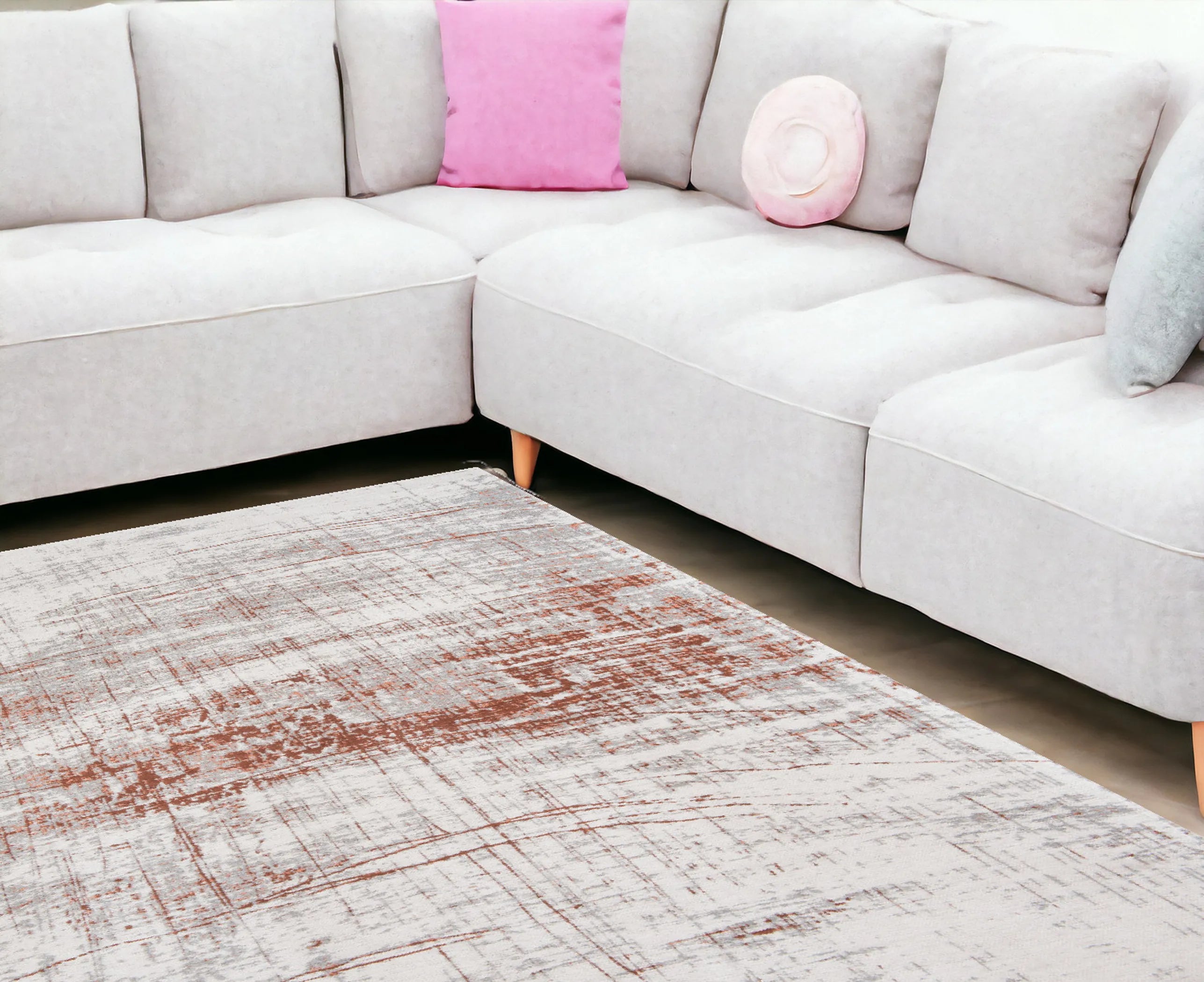 8' X 11' Gray and Yellow Abstract Non Skid Area Rug