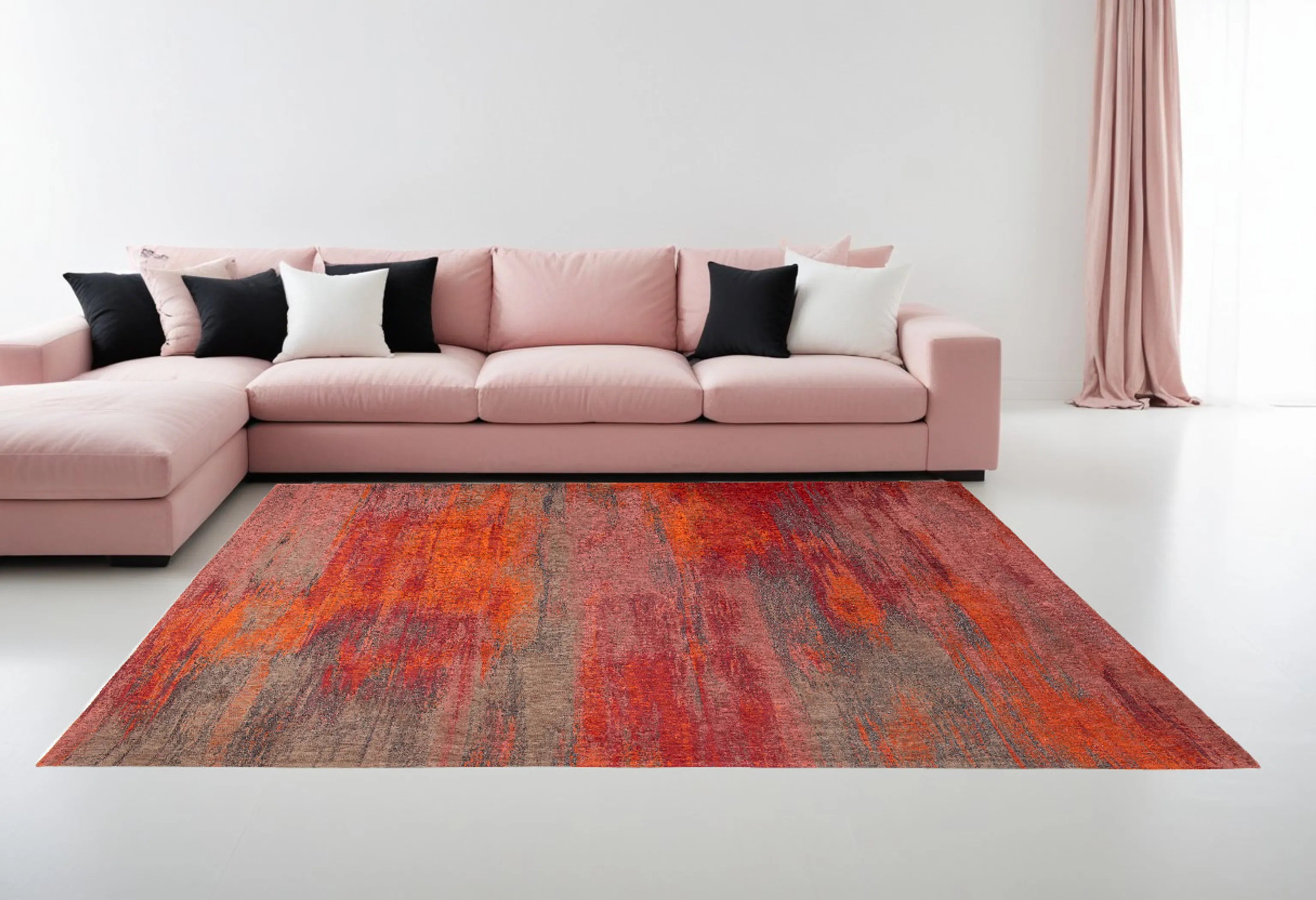 8' X 11' Red and Gray Abstract Non Skid Area Rug