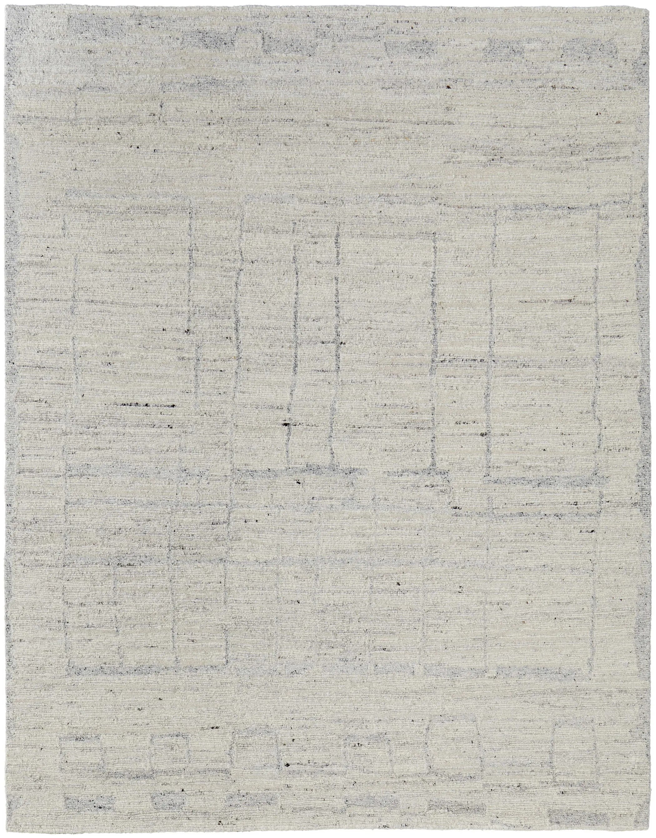 8' X 10' Gray and Ivory Abstract Hand Woven Worn Faded Area Rug
