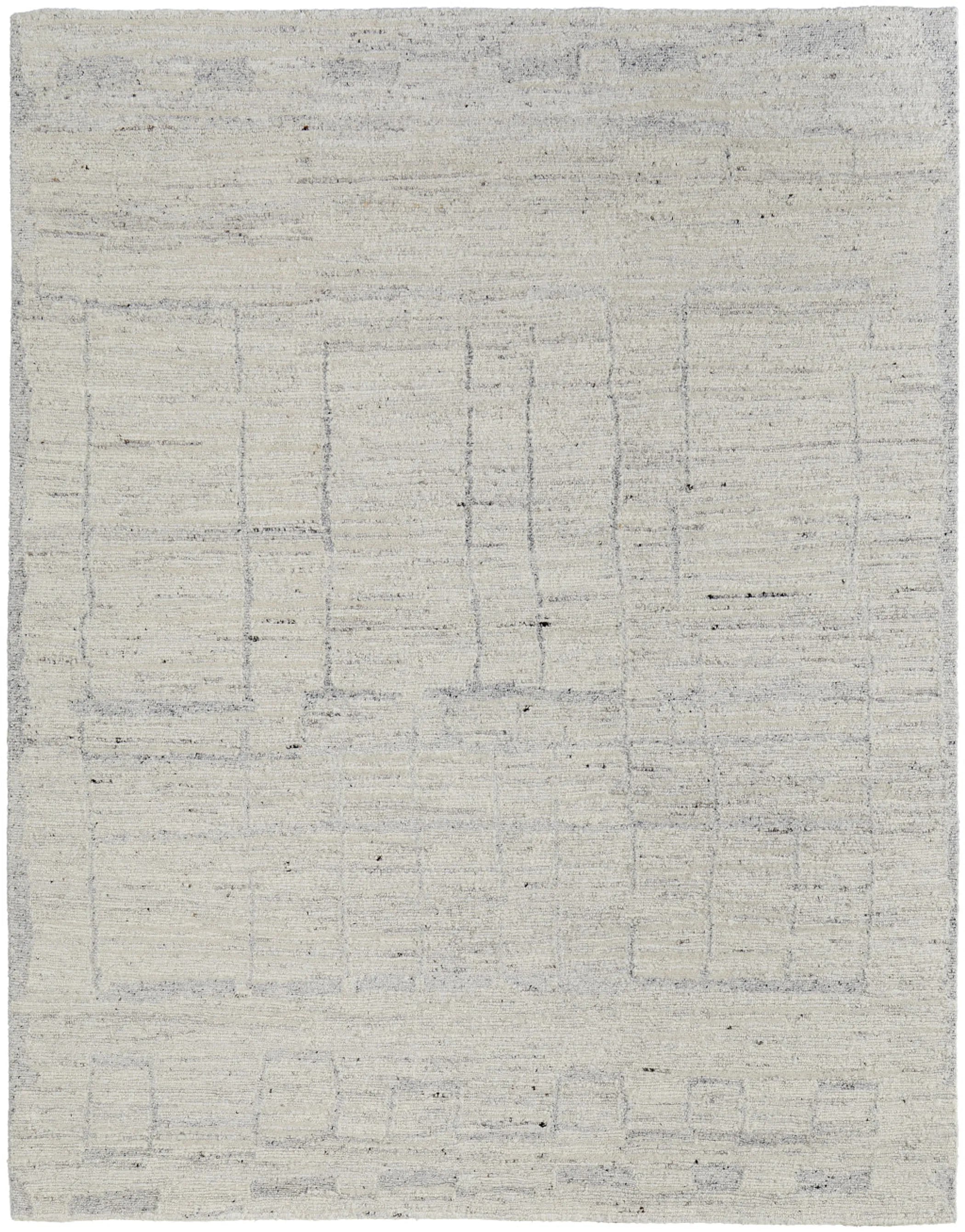 8' X 10' Gray and Ivory Abstract Hand Woven Worn Faded Area Rug