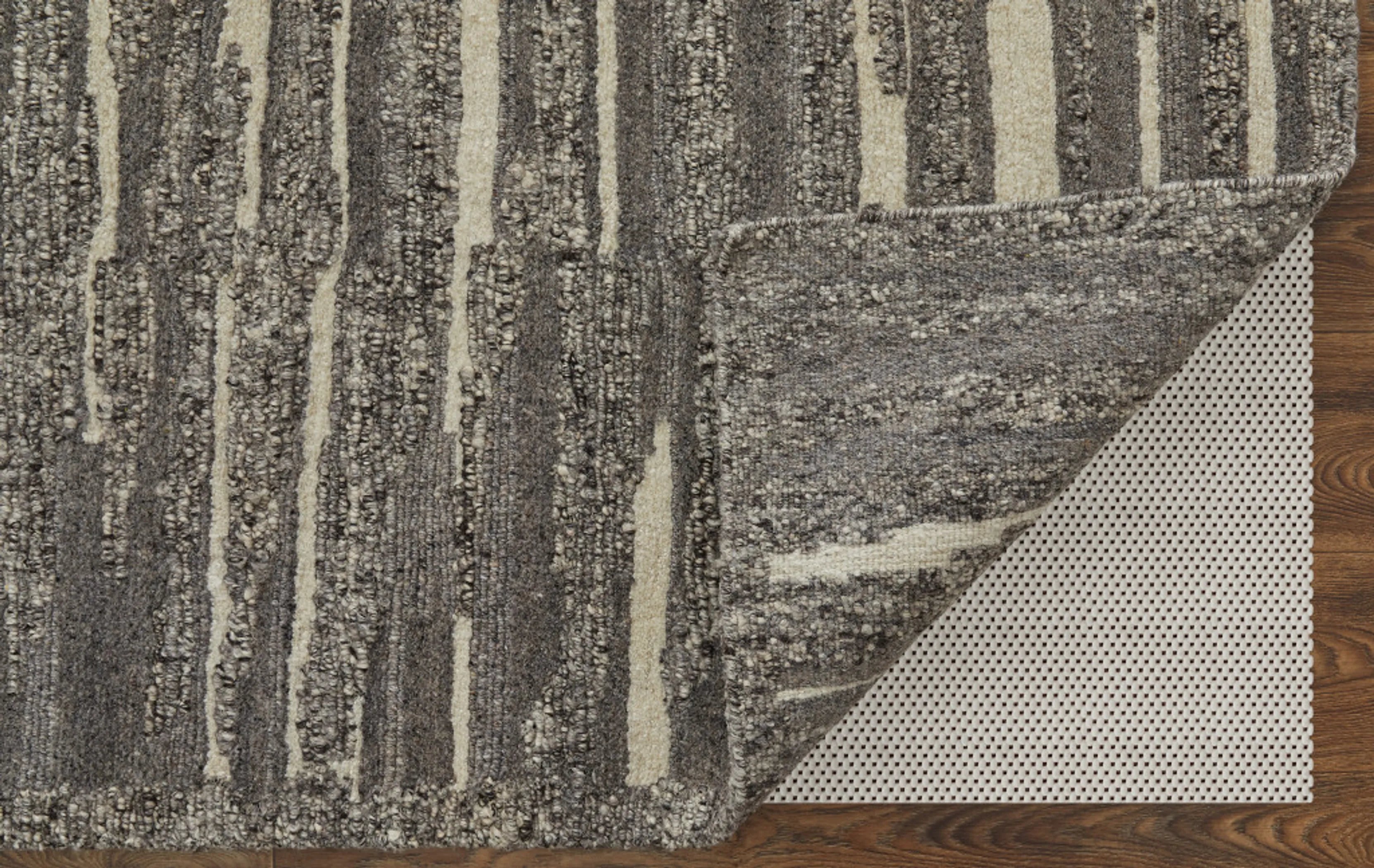 8' X 10' Gray Ivory and Taupe Abstract Hand Woven Area Rug