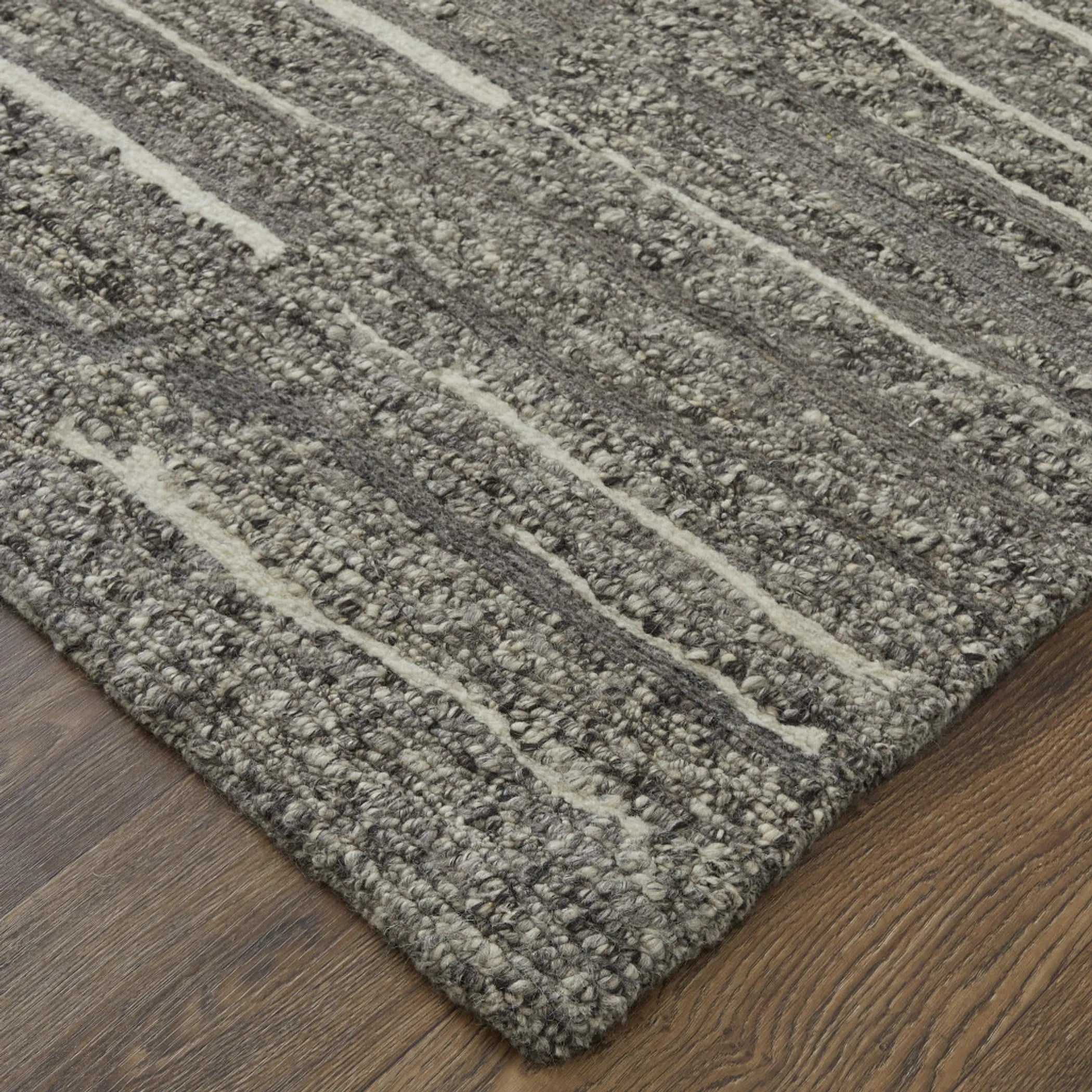8' X 10' Gray Ivory and Taupe Abstract Hand Woven Area Rug