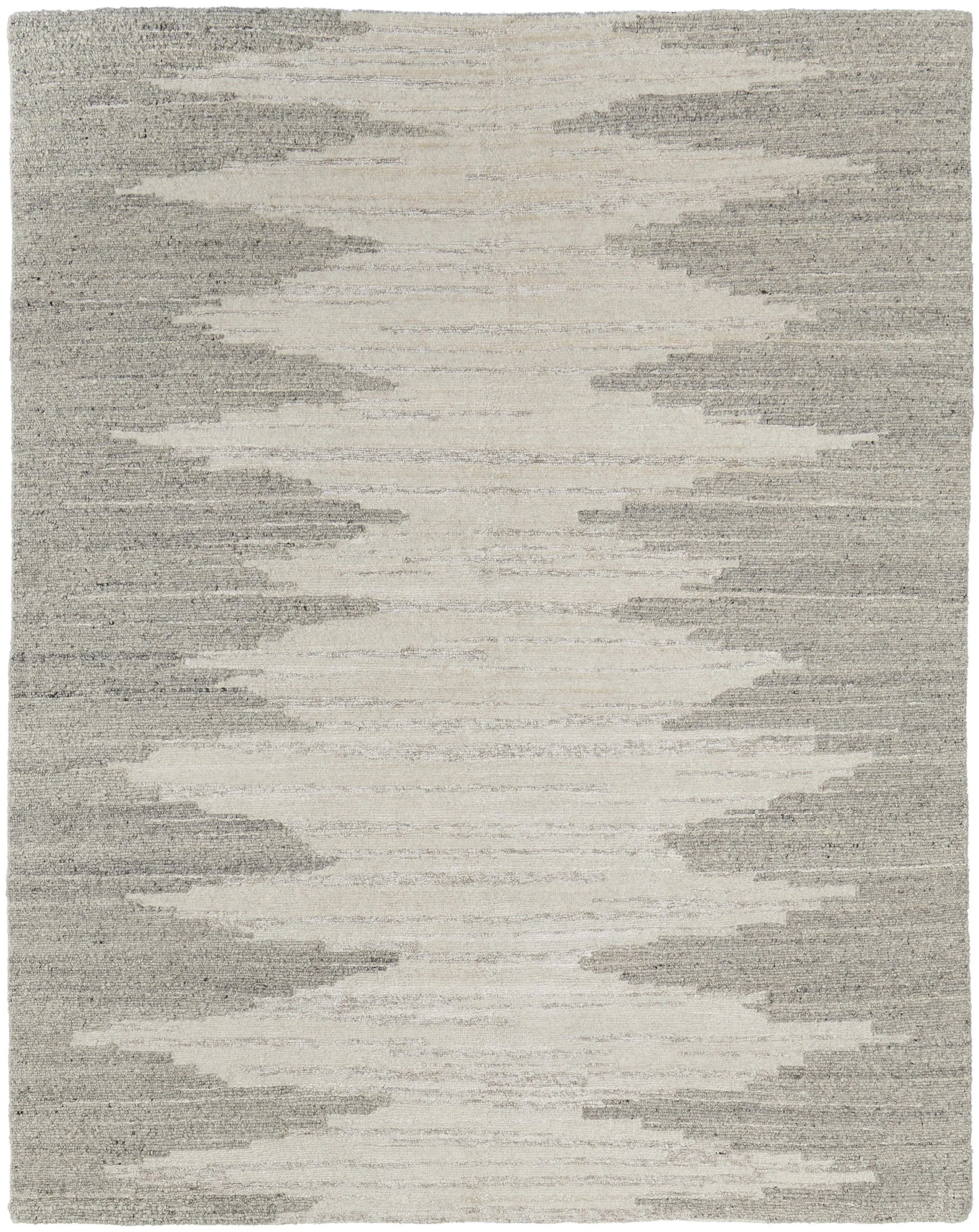 8' X 10' Gray and Ivory Ombre Hand Woven Area Rug