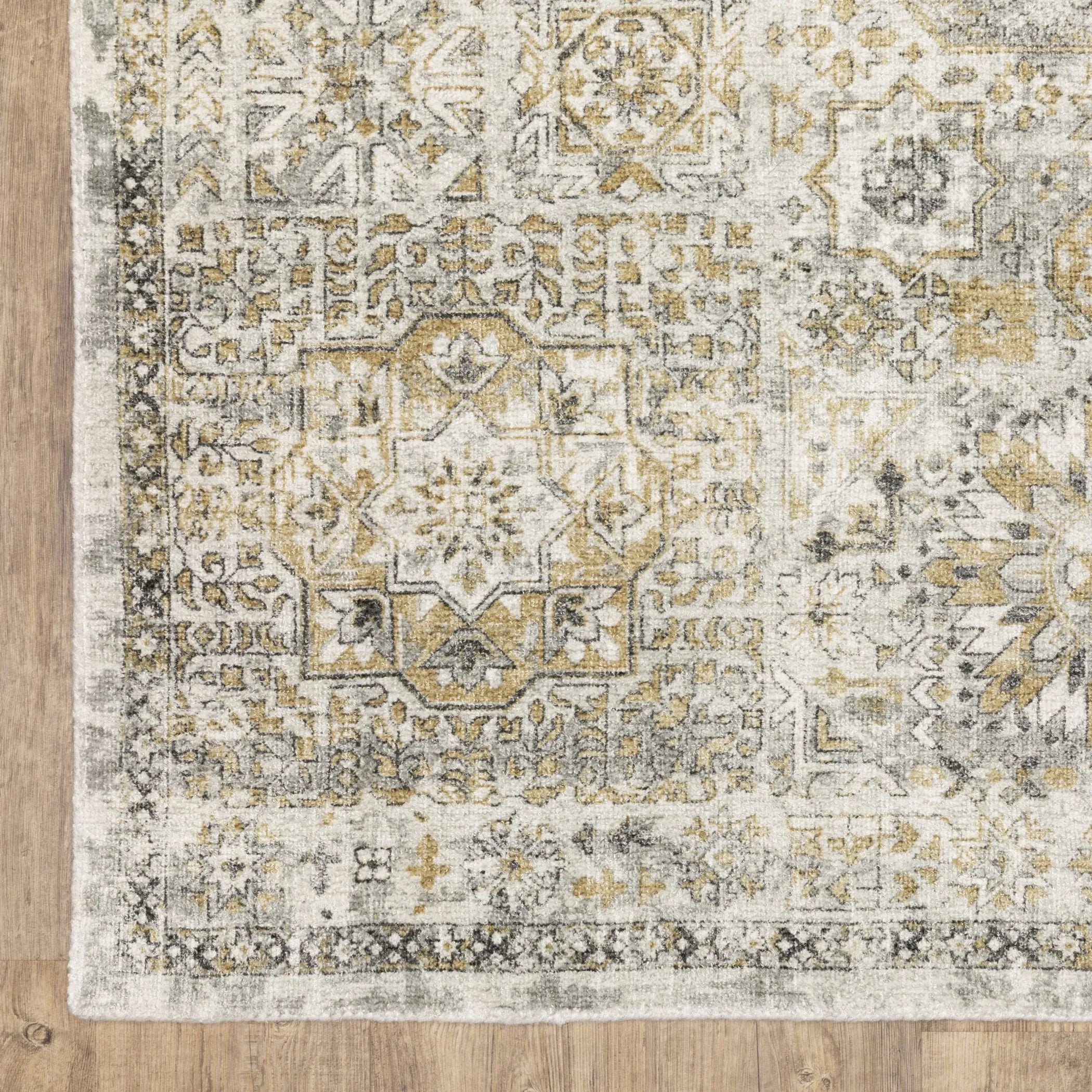 8' X 10' Gray And Gold Medallion Hand Tufted Area Rug