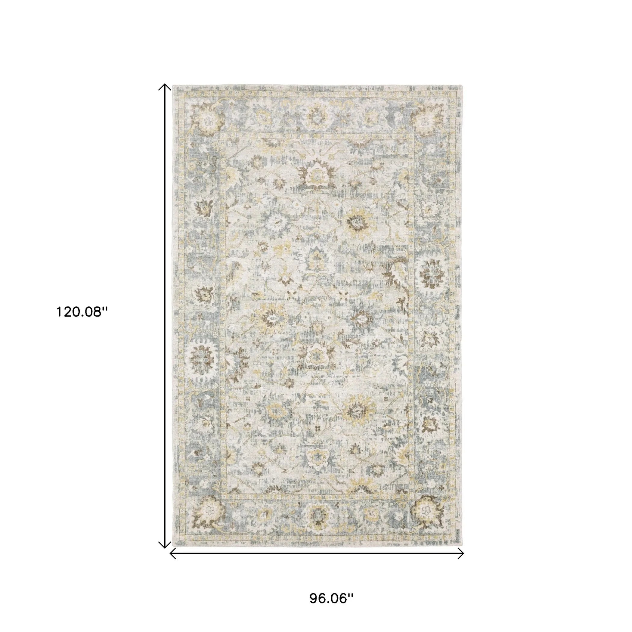 8' X 10' Ivory And Blue Oriental Hand Tufted Area Rug