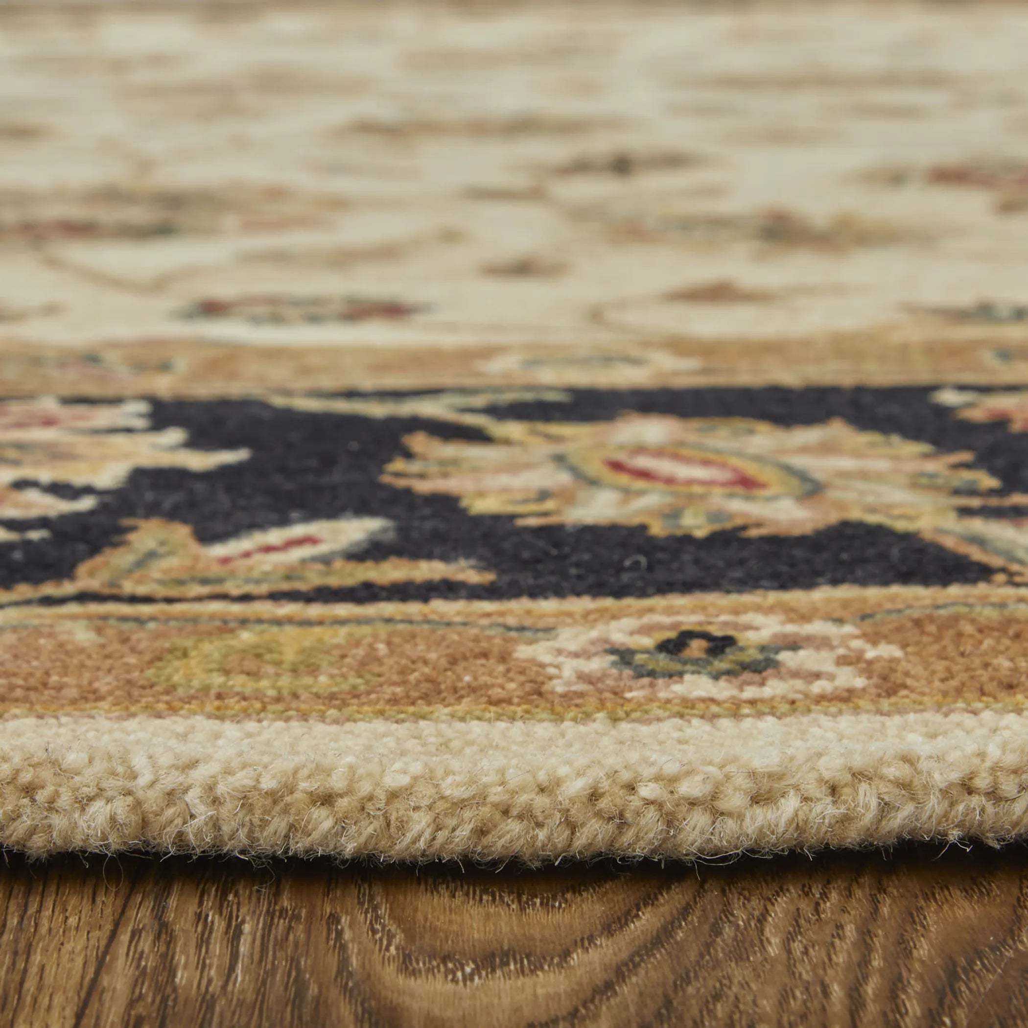 8' X 10' Tan Brown And Black Oriental Hand Tufted Area Rug