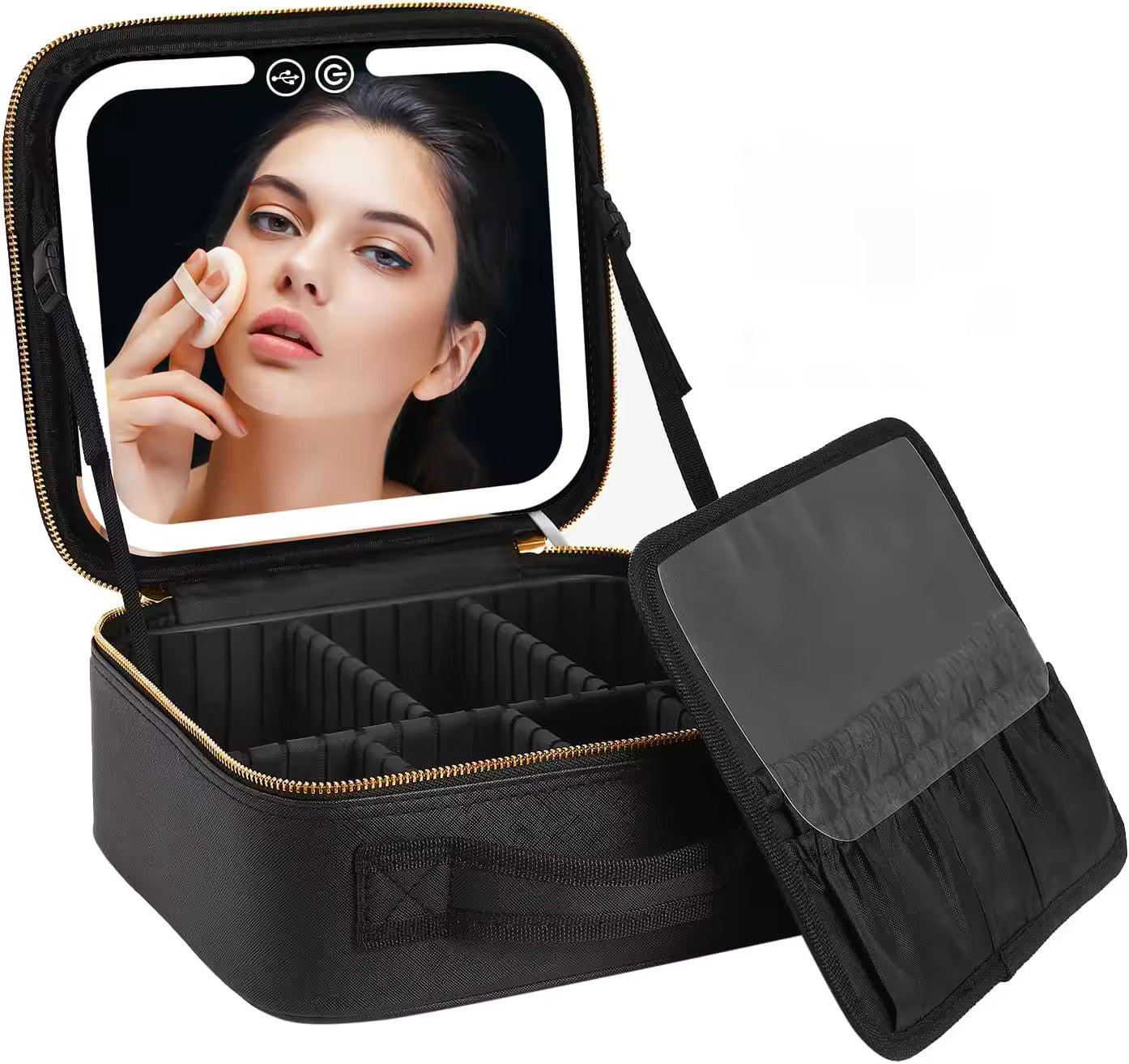 Makeup Bag with LED Mirror Cosmetic Travel Case