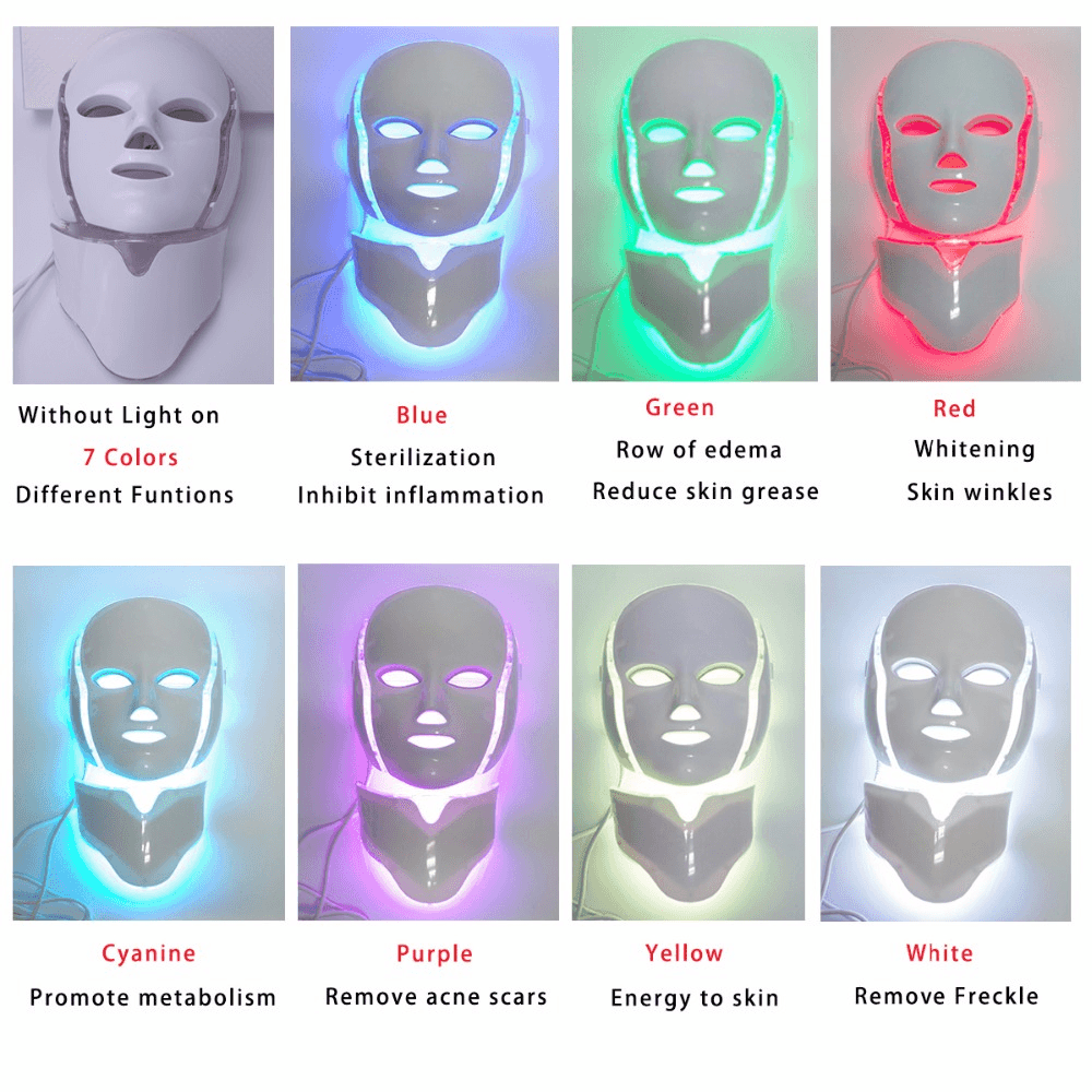 Home Use Facial Skin Care Electric 7-Led Light Therapy Face Mask